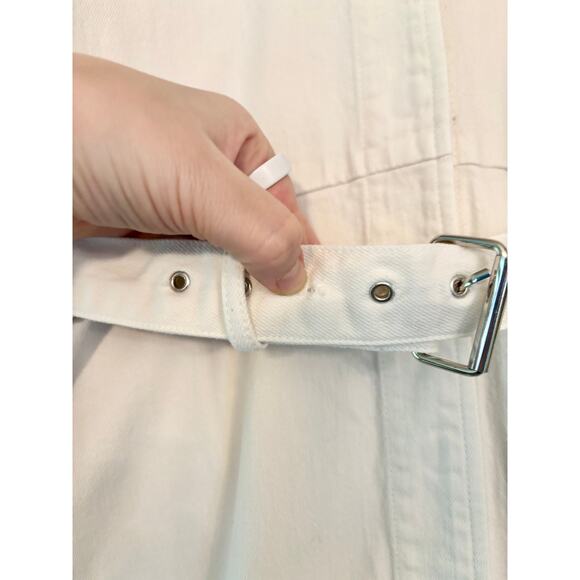 Rachel Comey $450 White Glitch Denim Coveralls Jumpsuit (Made in USA)- 8 Medium - Picture 4 of 7